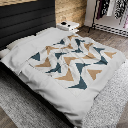 Plush Blanket | Earthy Tones Zigzag Pattern