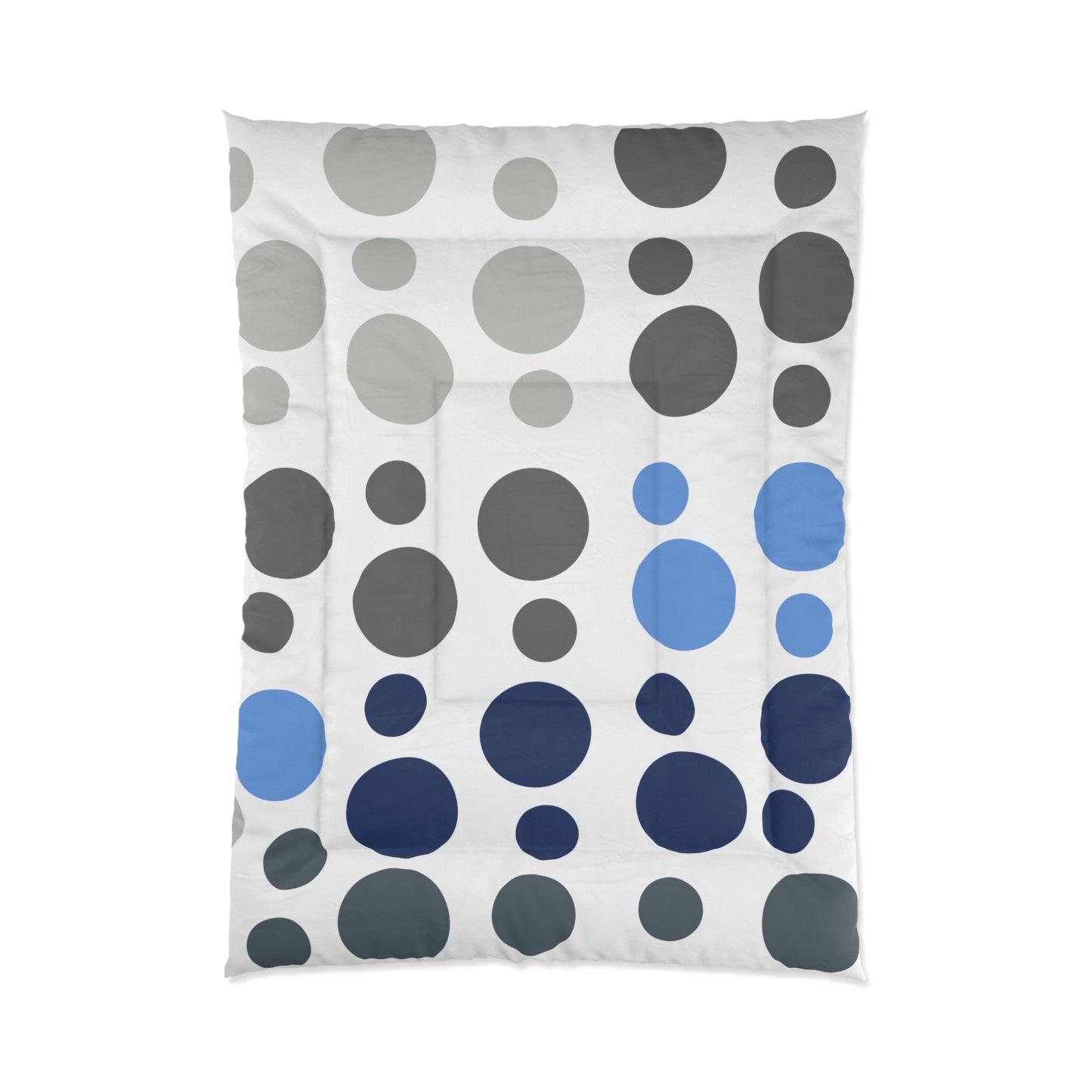 Comforter | Modern Circles Pattern in Shades of Gray and Blue