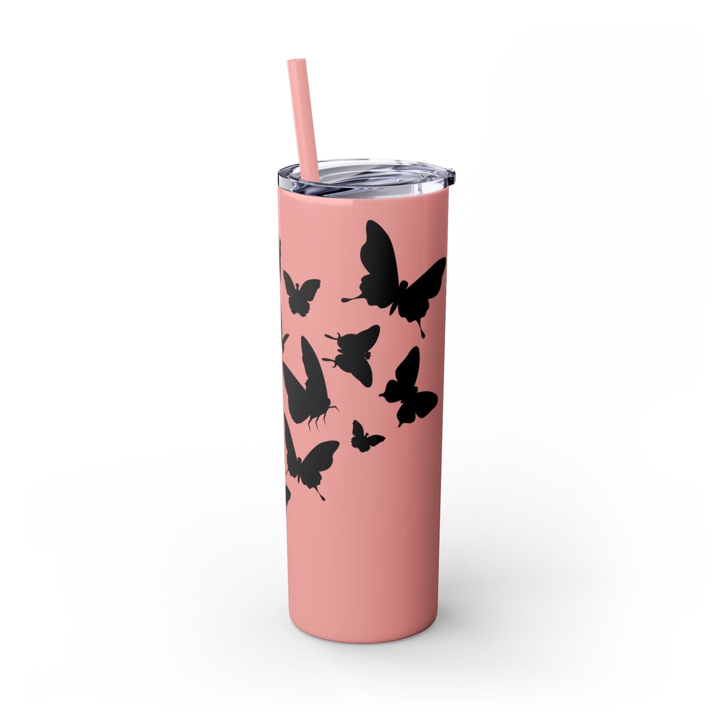 Tumbler with Black Butterflies Graphic Design, 20oz