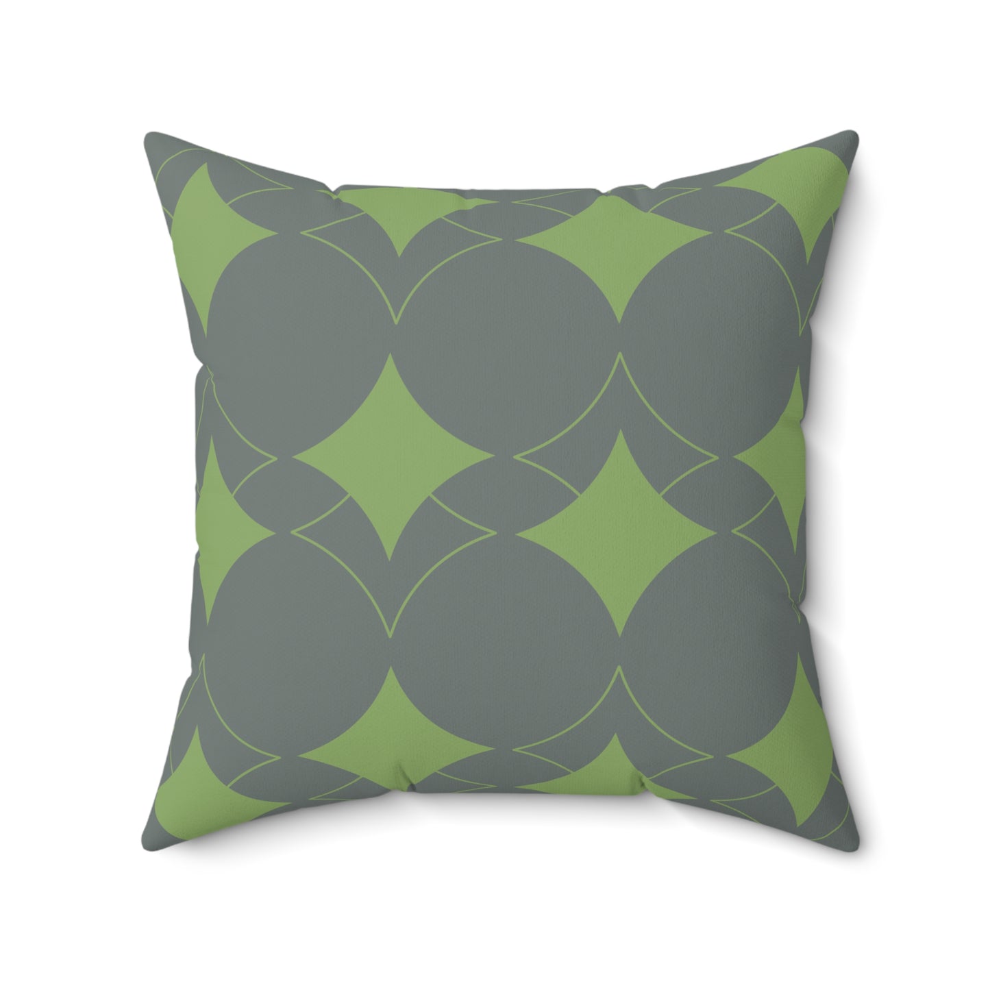 Decorative Pillow Cover | Modern Geometric Green and Gray Diamond Design