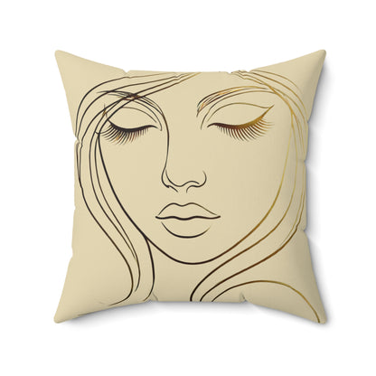 Gold Line Art Spun Polyester Pillow