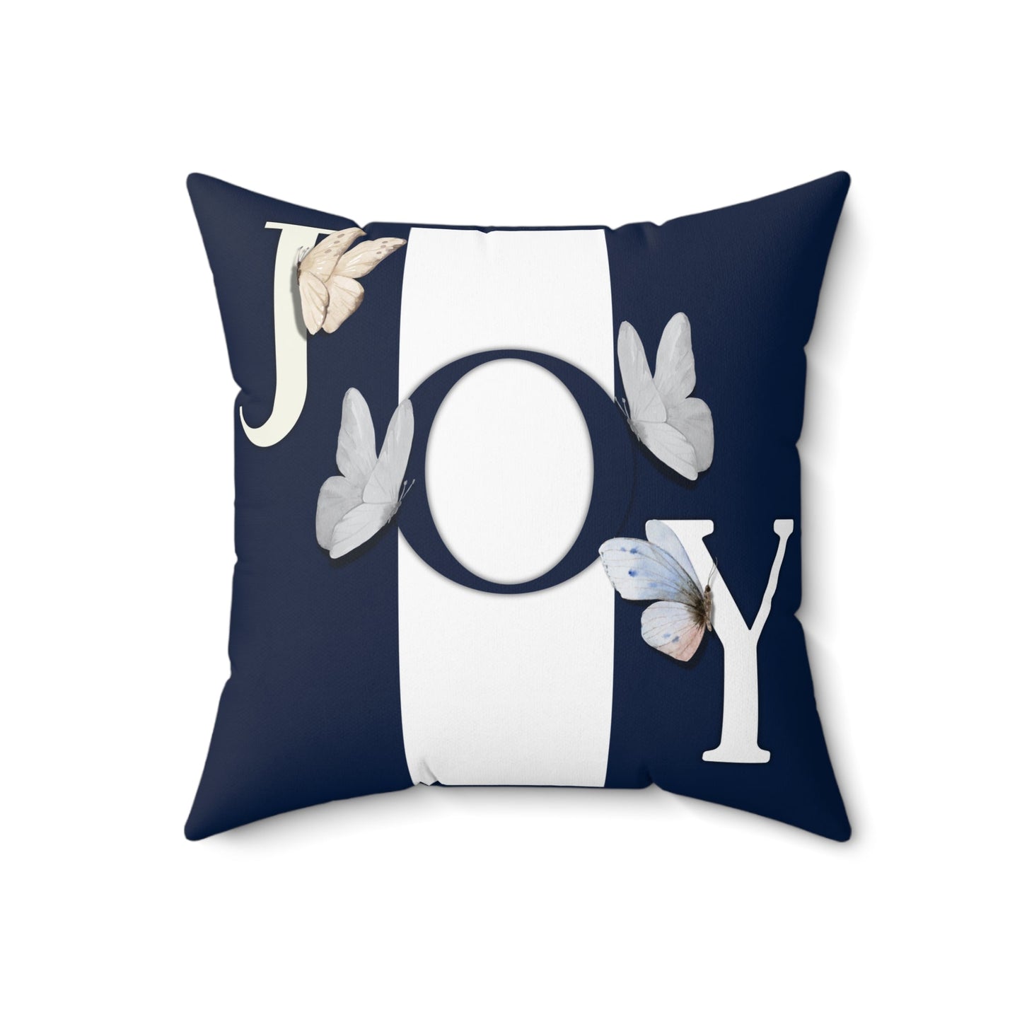 JOY Square Pillow | Blue-and White