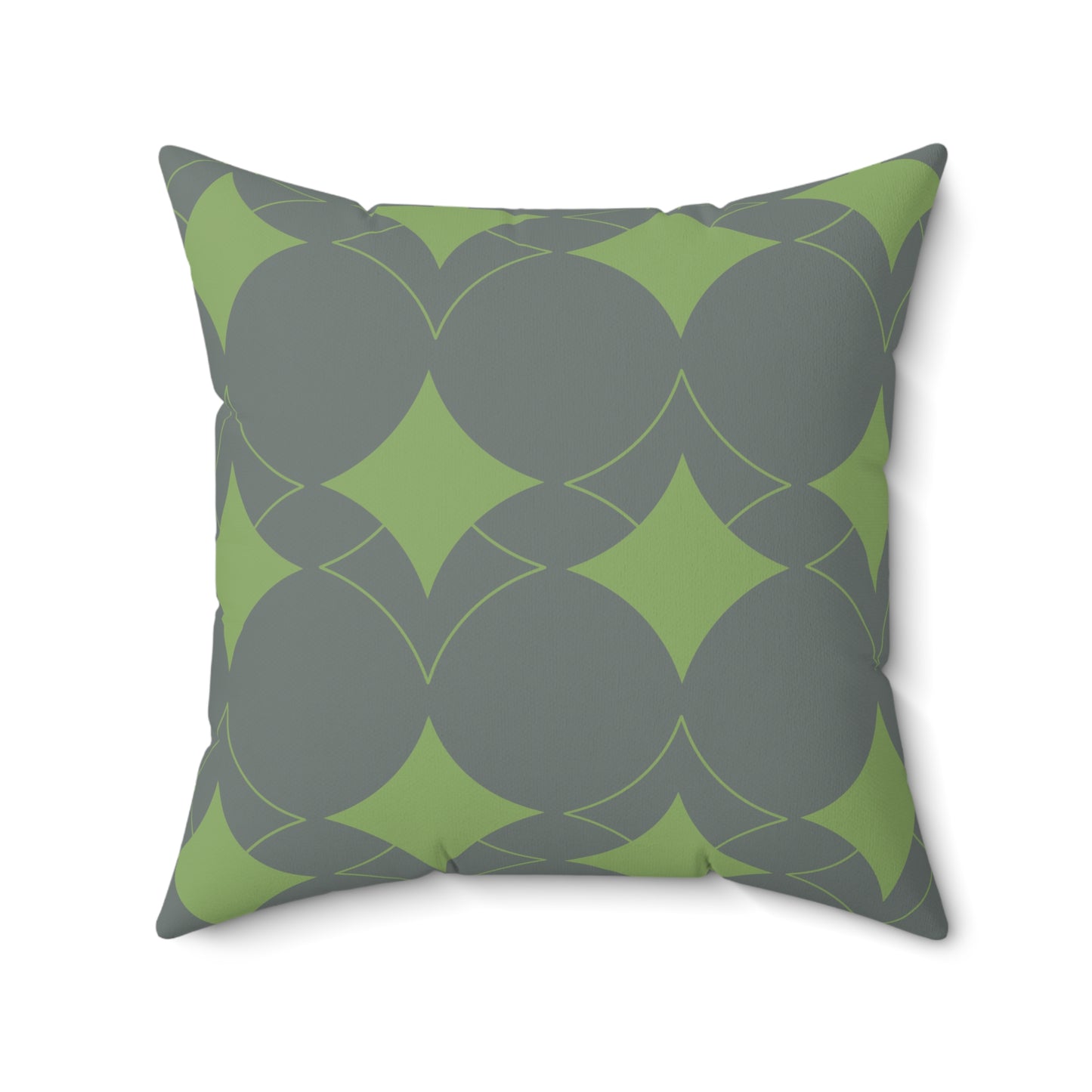 Decorative Pillow Cover | Modern Geometric Green and Gray Diamond Design