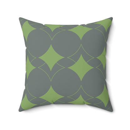 Decorative Pillow Cover | Modern Geometric Green and Gray Diamond Design