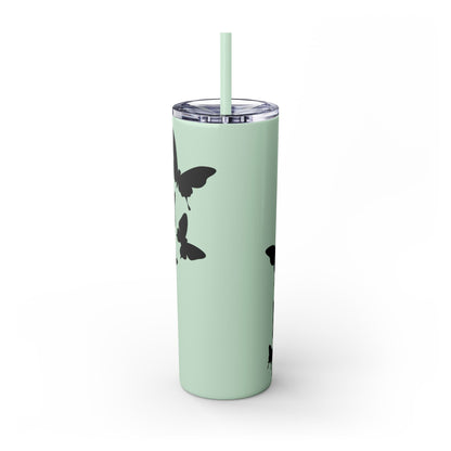 Tumbler with Black Butterflies Graphic Design, 20oz