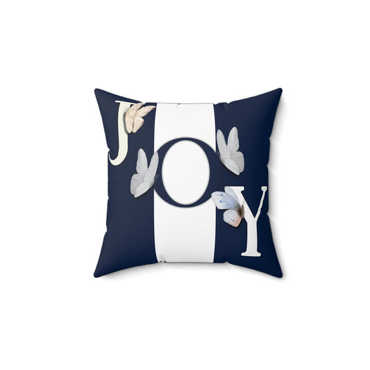 JOY Square Pillow | Blue-and White