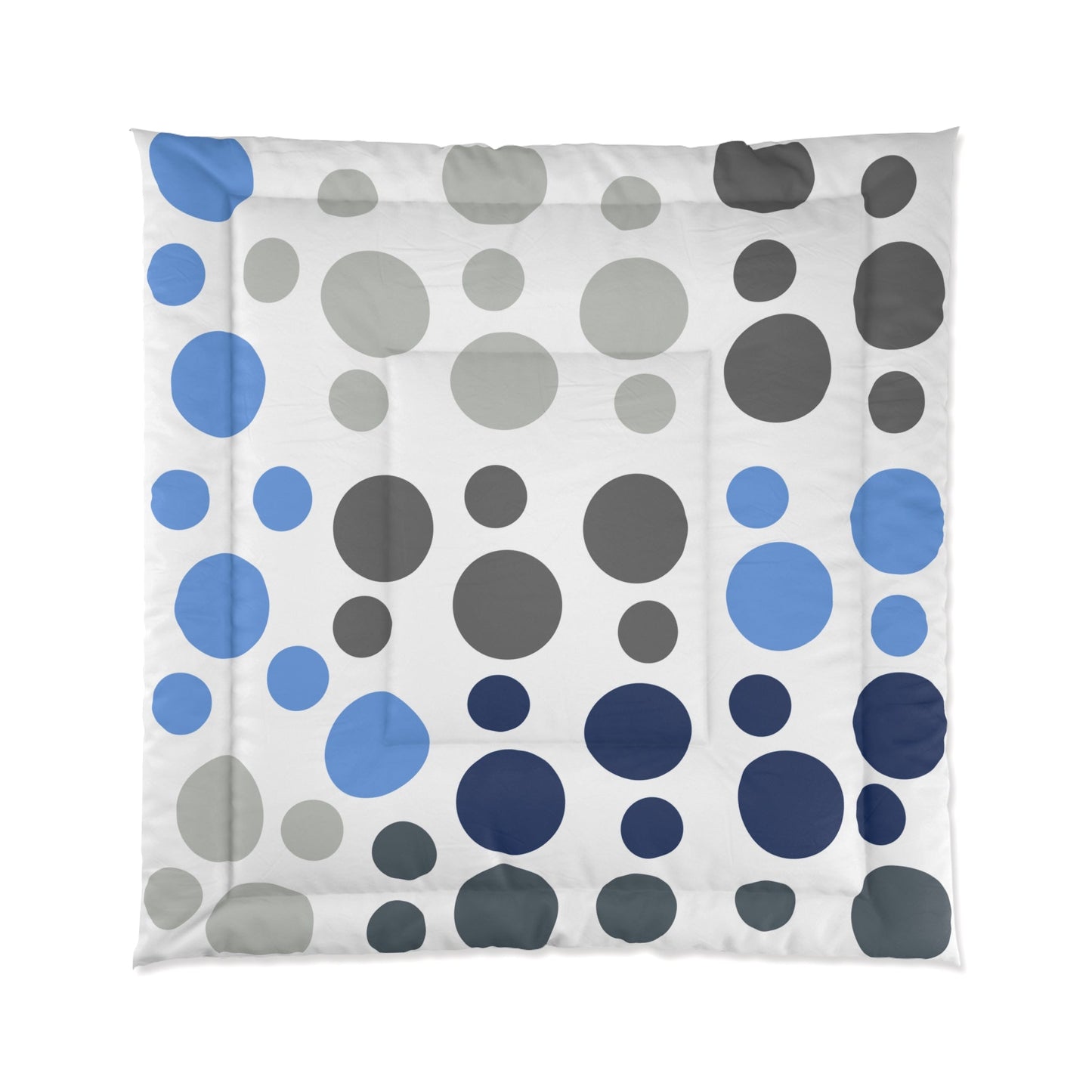 Comforter | Modern Circles Pattern in Shades of Gray and Blue