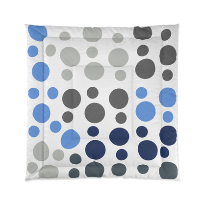 Comforter | Modern Circles Pattern in Shades of Gray and Blue