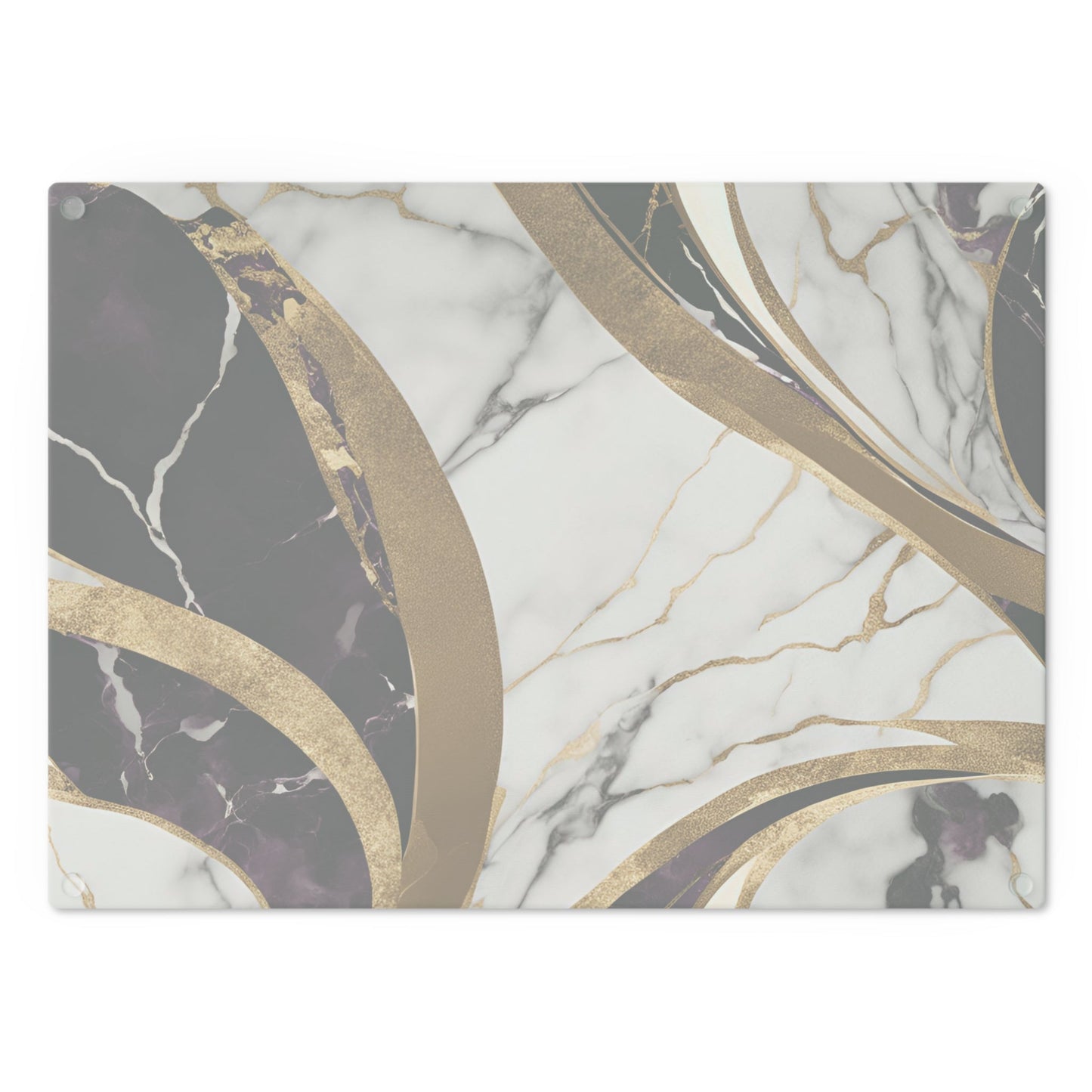 Tempered Glass Marble Cutting Board | Plum-Gold-Ivory