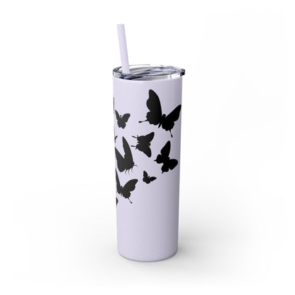 Tumbler with Black Butterflies Graphic Design, 20oz