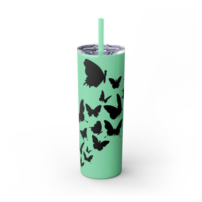 Tumbler with Black Butterflies Graphic Design, 20oz