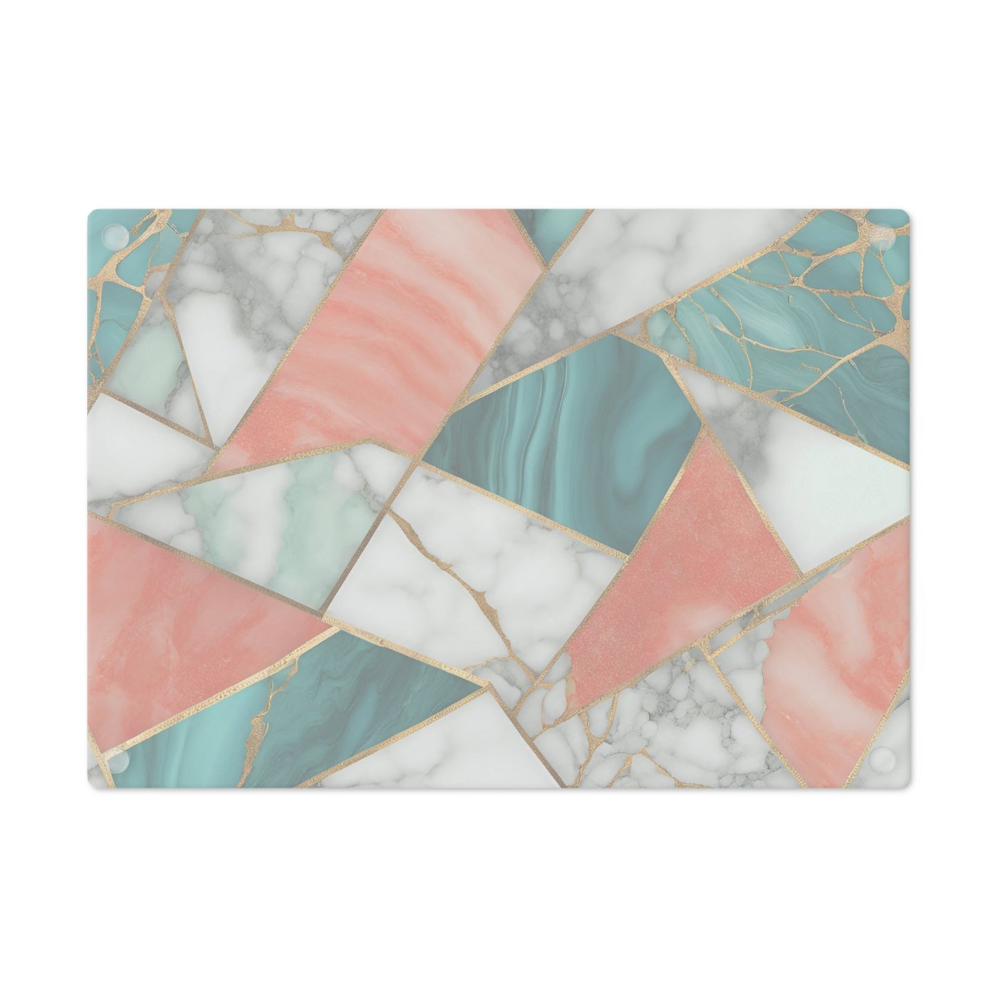 Tempered Glass Marble Cutting Board | Turquoise-Coral-White