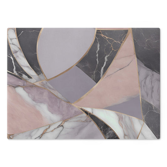 Tempered Glass Marble Cutting Board | Lavender-Charcoal Gray-Dusty Rose