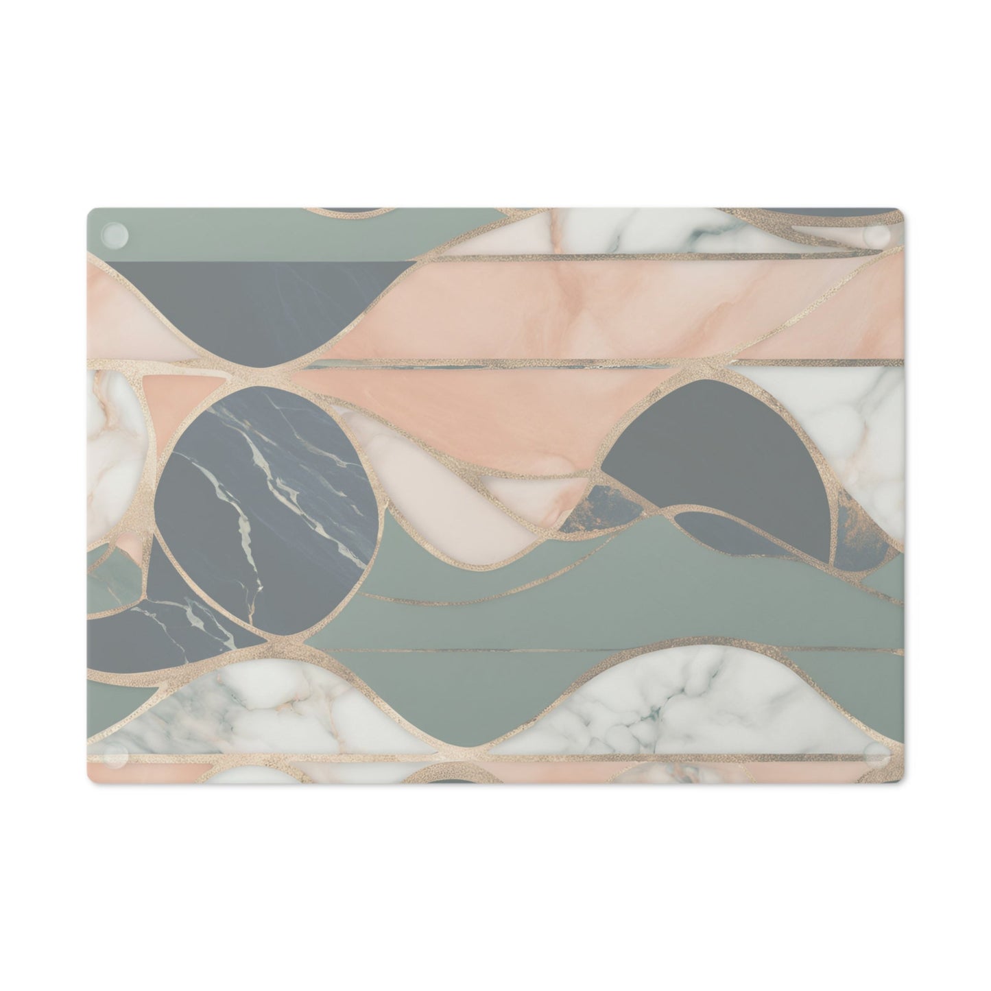 Tempered Glass Marble Cutting Board | Navy Blue-Peach-Sage