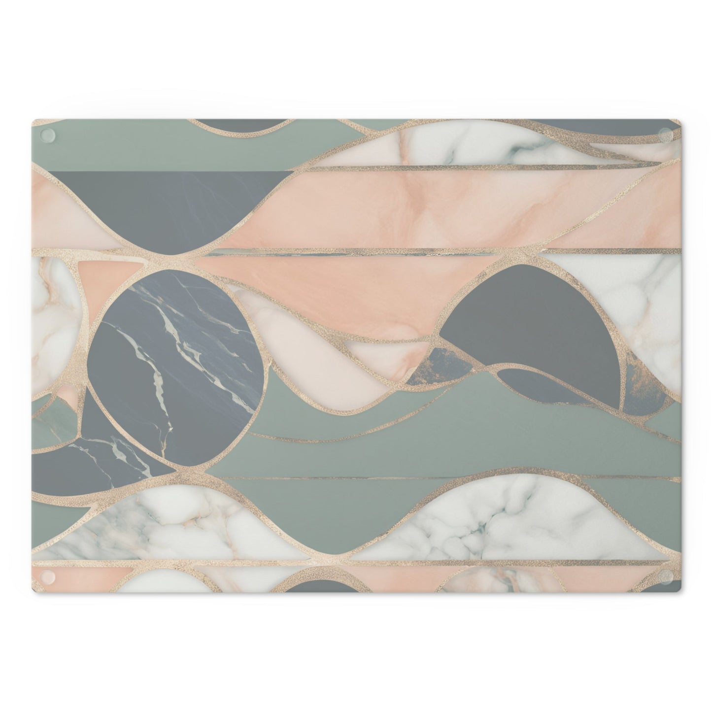 Tempered Glass Marble Cutting Board | Navy Blue-Peach-Sage