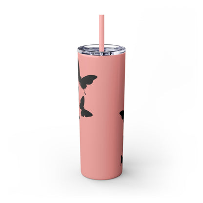 Tumbler with Black Butterflies Graphic Design, 20oz