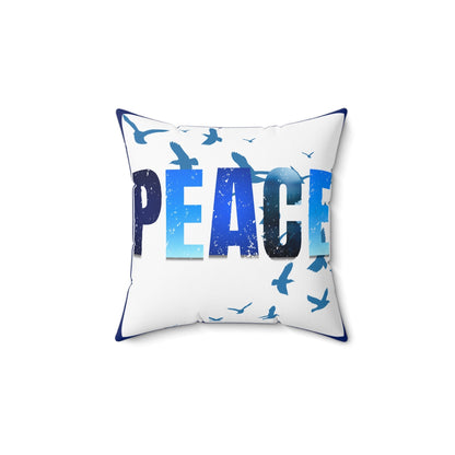 Peace Square Pillow with Birds