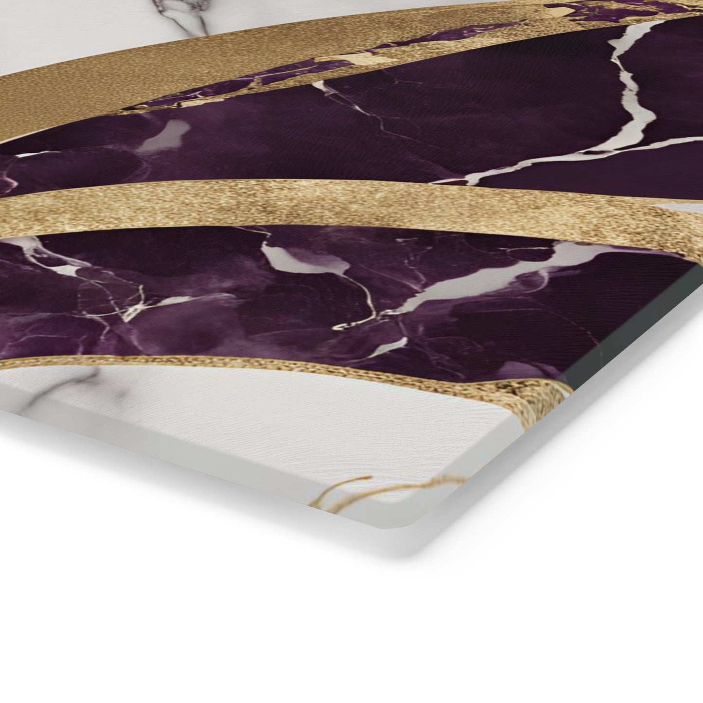 Tempered Glass Marble Cutting Board | Plum-Gold-Ivory