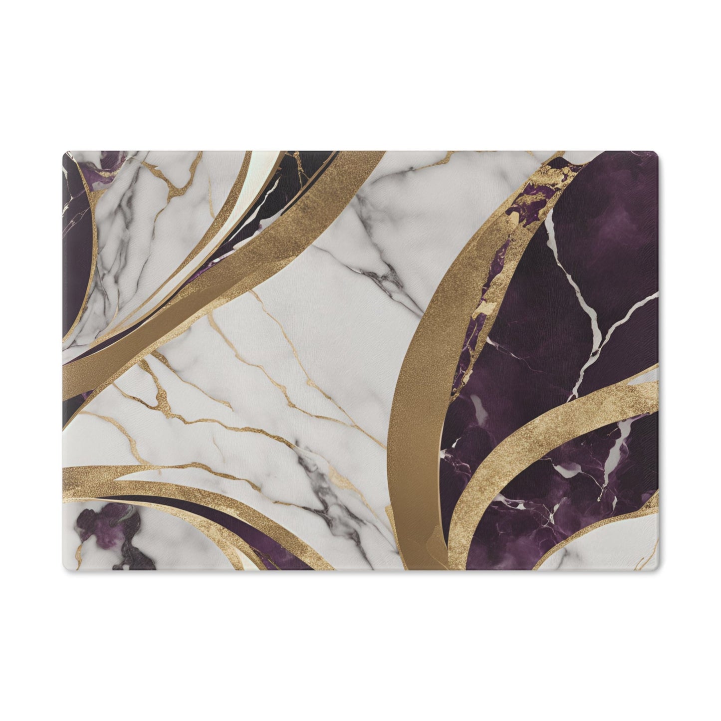 Tempered Glass Marble Cutting Board | Plum-Gold-Ivory