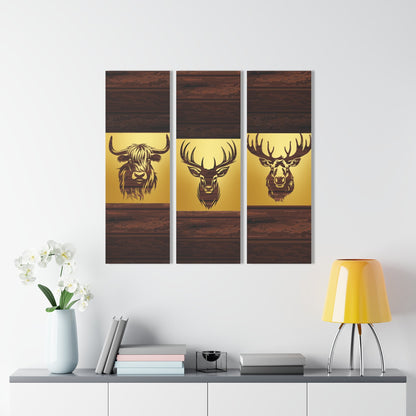 Acrylic Prints - Laser-Cut Animal Silhouettes Triptych on Retro Wooden Texture