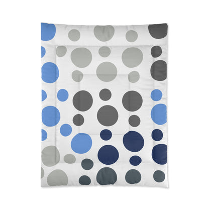 Comforter | Modern Circles Pattern in Shades of Gray and Blue