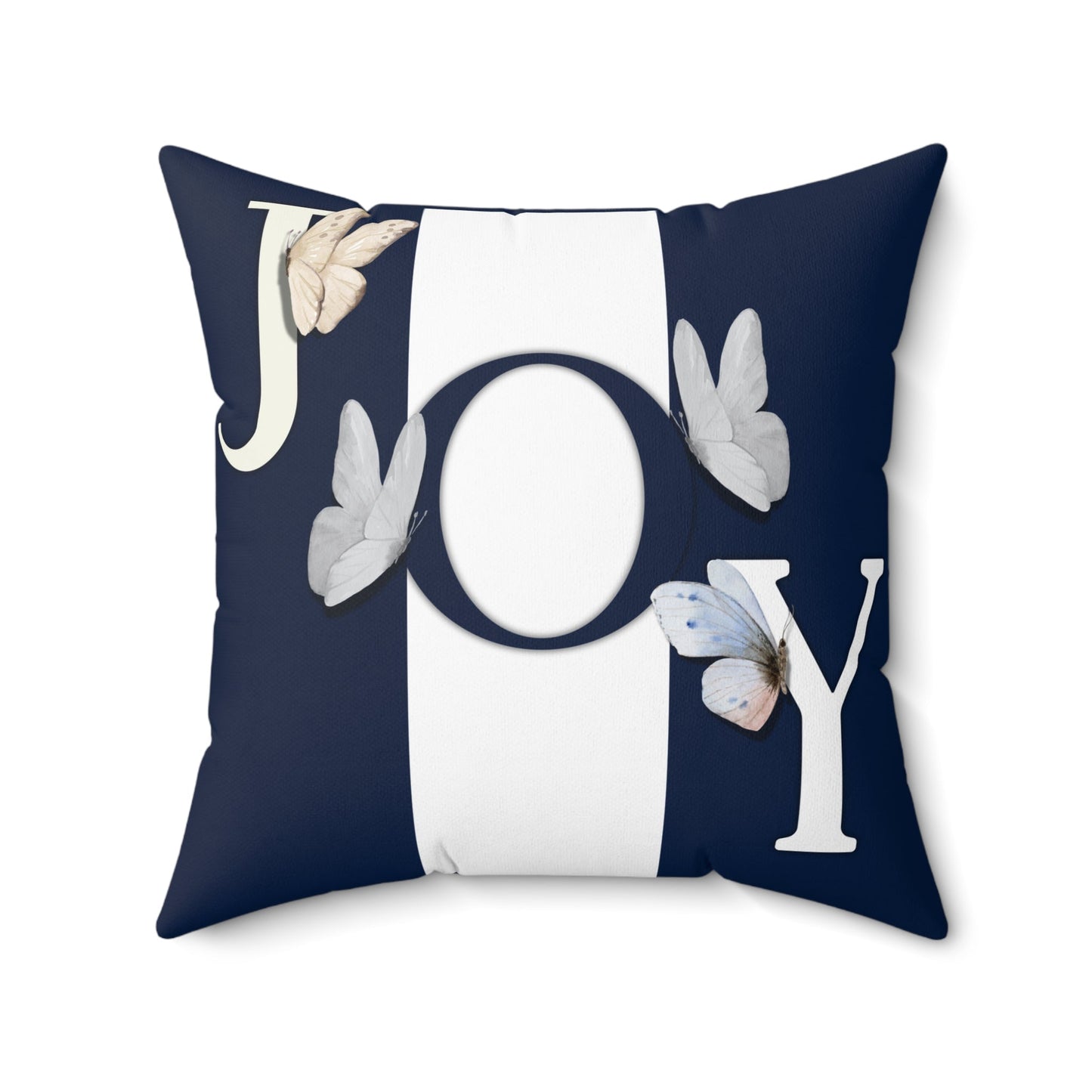 JOY Square Pillow | Blue-and White