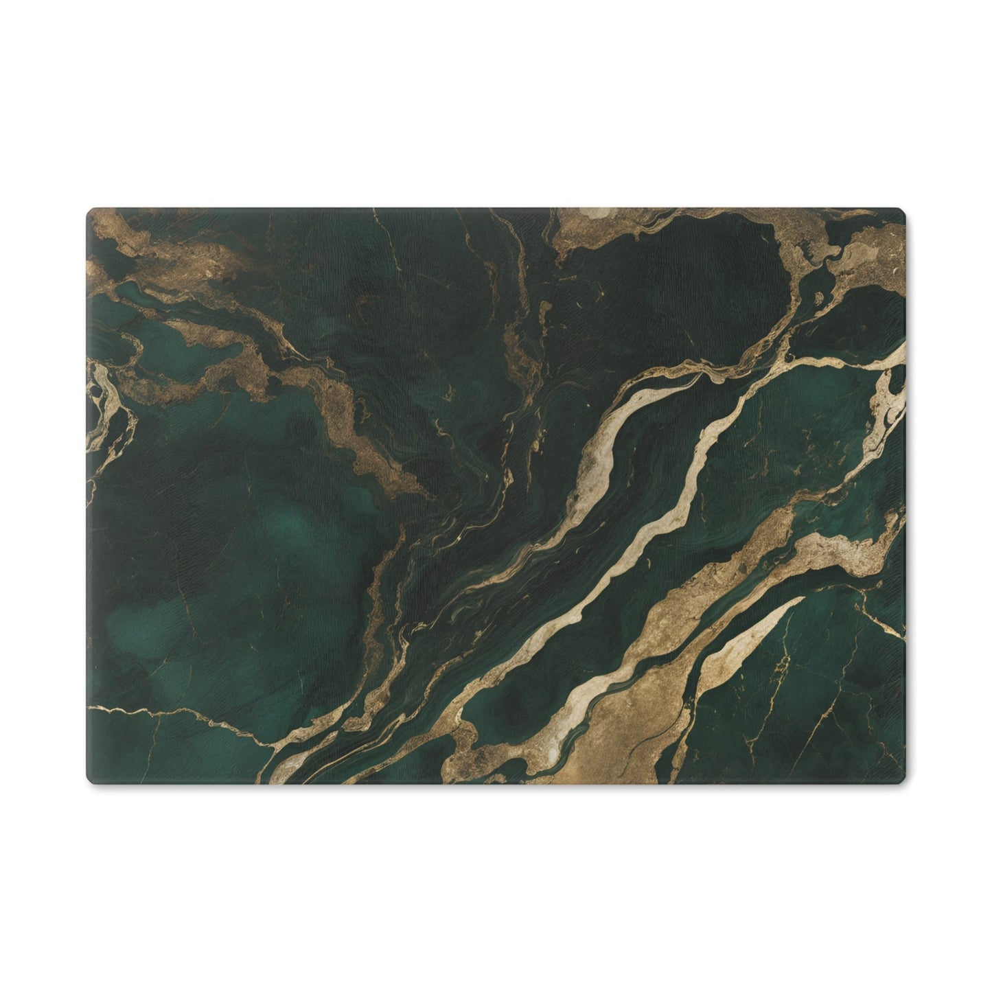 Tempered Glass Marble Cutting Board | White and Gold Accents