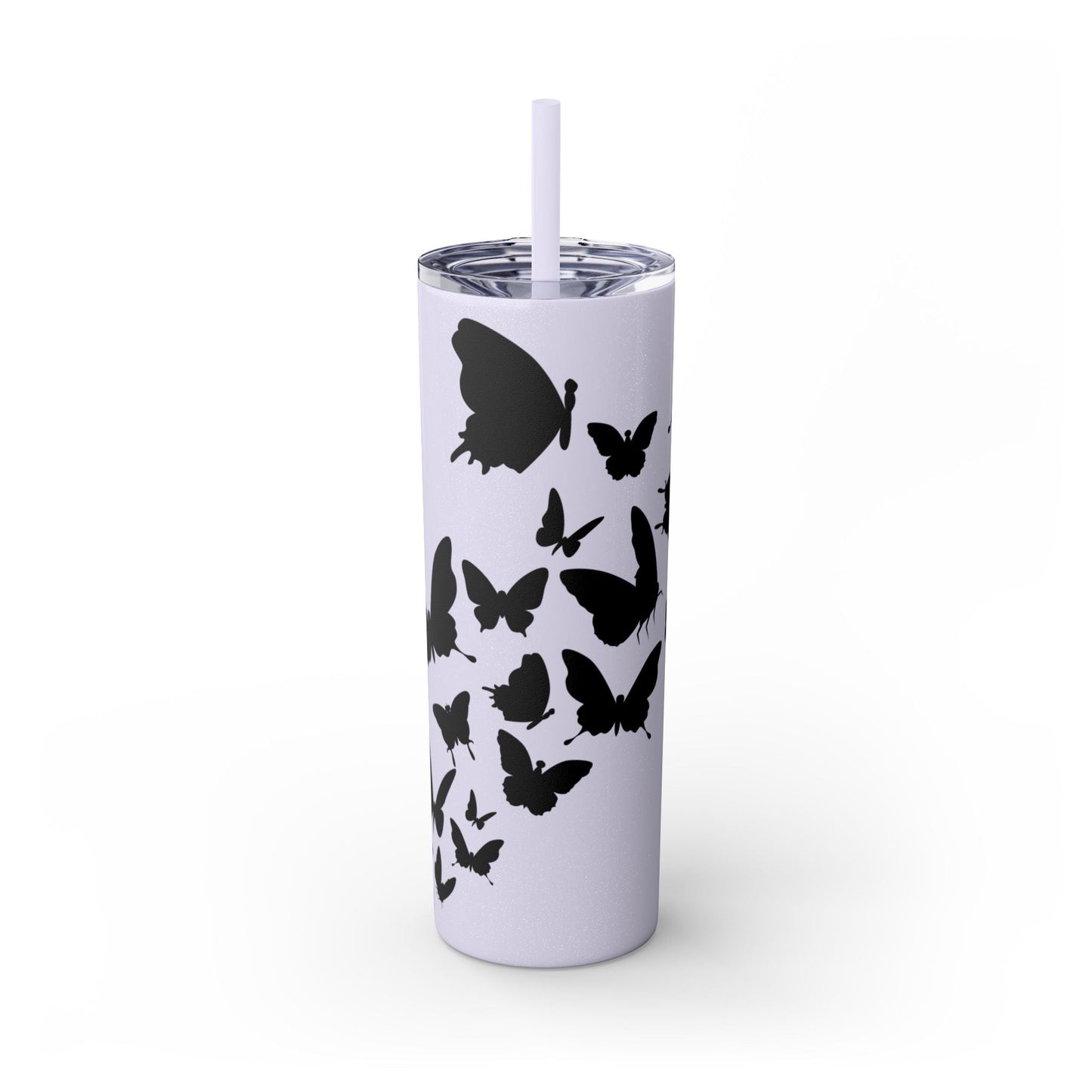 Tumbler with Black Butterflies Graphic Design, 20oz