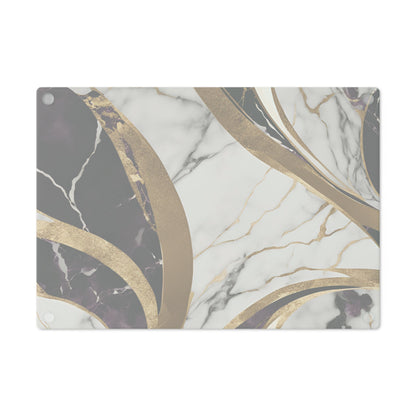 Tempered Glass Marble Cutting Board | Plum-Gold-Ivory