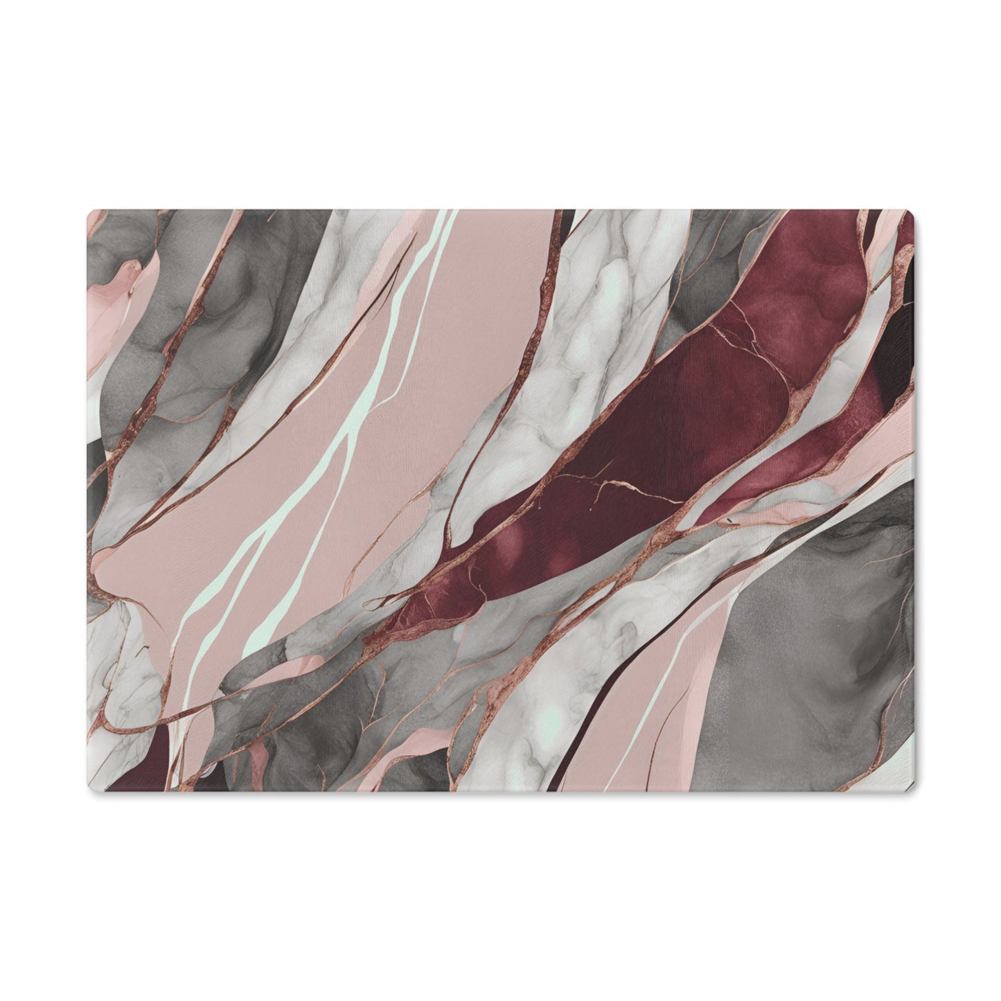 Tempered Glass Marble Cutting Board | Burgundy, Dust Pink, and Gray