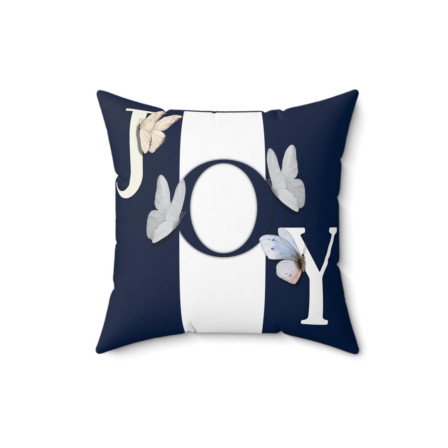 JOY Square Pillow | Blue-and White