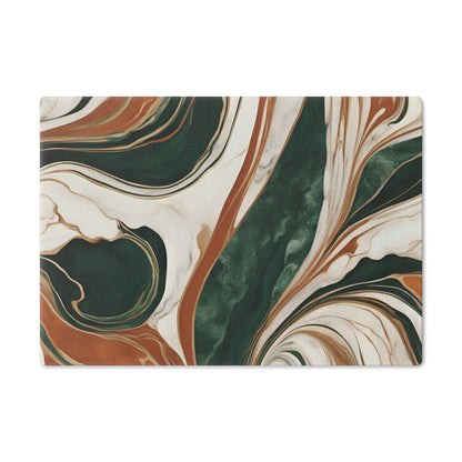 Tempered Glass Marble Cutting Board | Forest Green-Burnt Orange-Cream