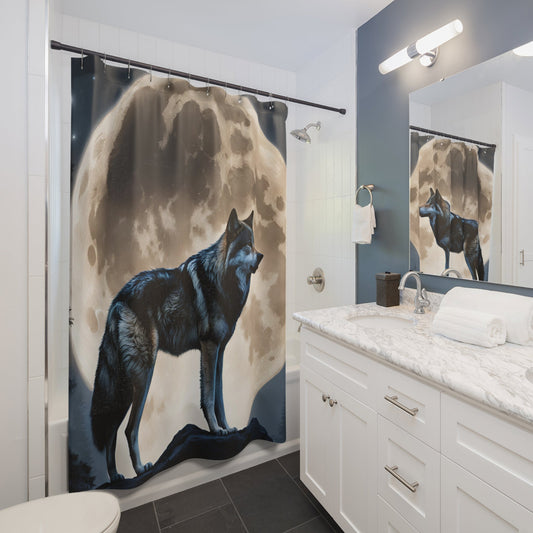 Lunar Wolf Shower Curtain