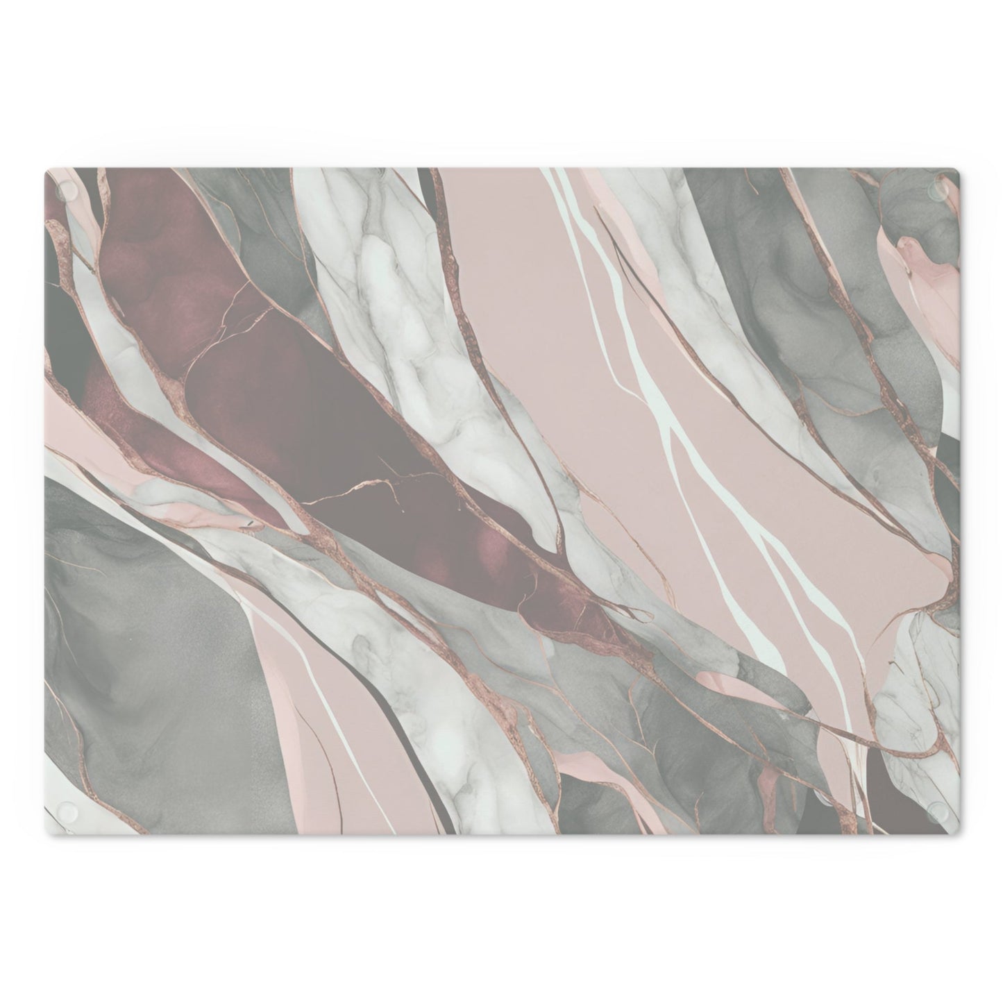 Tempered Glass Marble Cutting Board | Burgundy, Dust Pink, and Gray